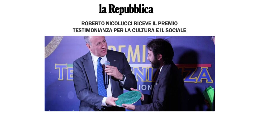 Roberto Nicolucci riceve il Premio Testimonianza per la Cultura e il sociale